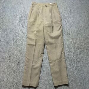 ATRIUM COLLECTION Women's Plaid Pleated Trousers Size 6 Beige Office Career